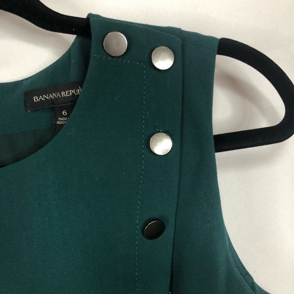 Banana Republic Dress Sleeveless Asymmetrical Buttons Fitted Waist Flared Skirt - Picture 4 of 10